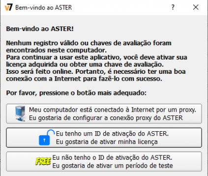 Bem-vindo à interface do usuário do ASTER